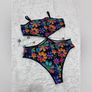 New 2xl flower bodysuit swimsuit festival rave edc daisy hippie outfit bikini